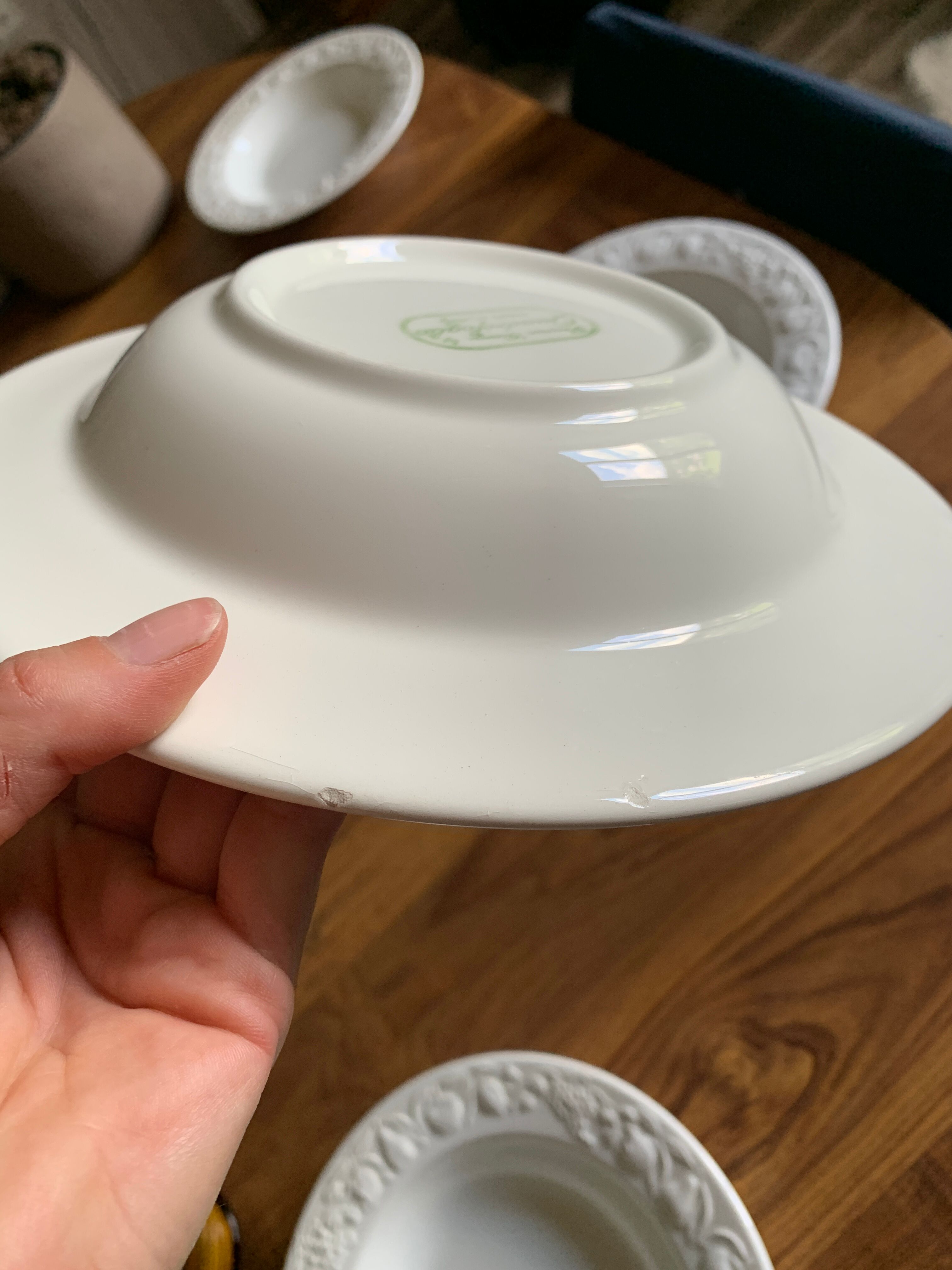 Set of italian ceramic plates fruit model