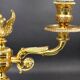 Pair of Chandeliers/Candelabra in Solid Bronze Empire Style Caramel Patina