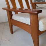 Teak and wool armchair
