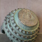 Terracotta vase with ceramic bronze green patina vase