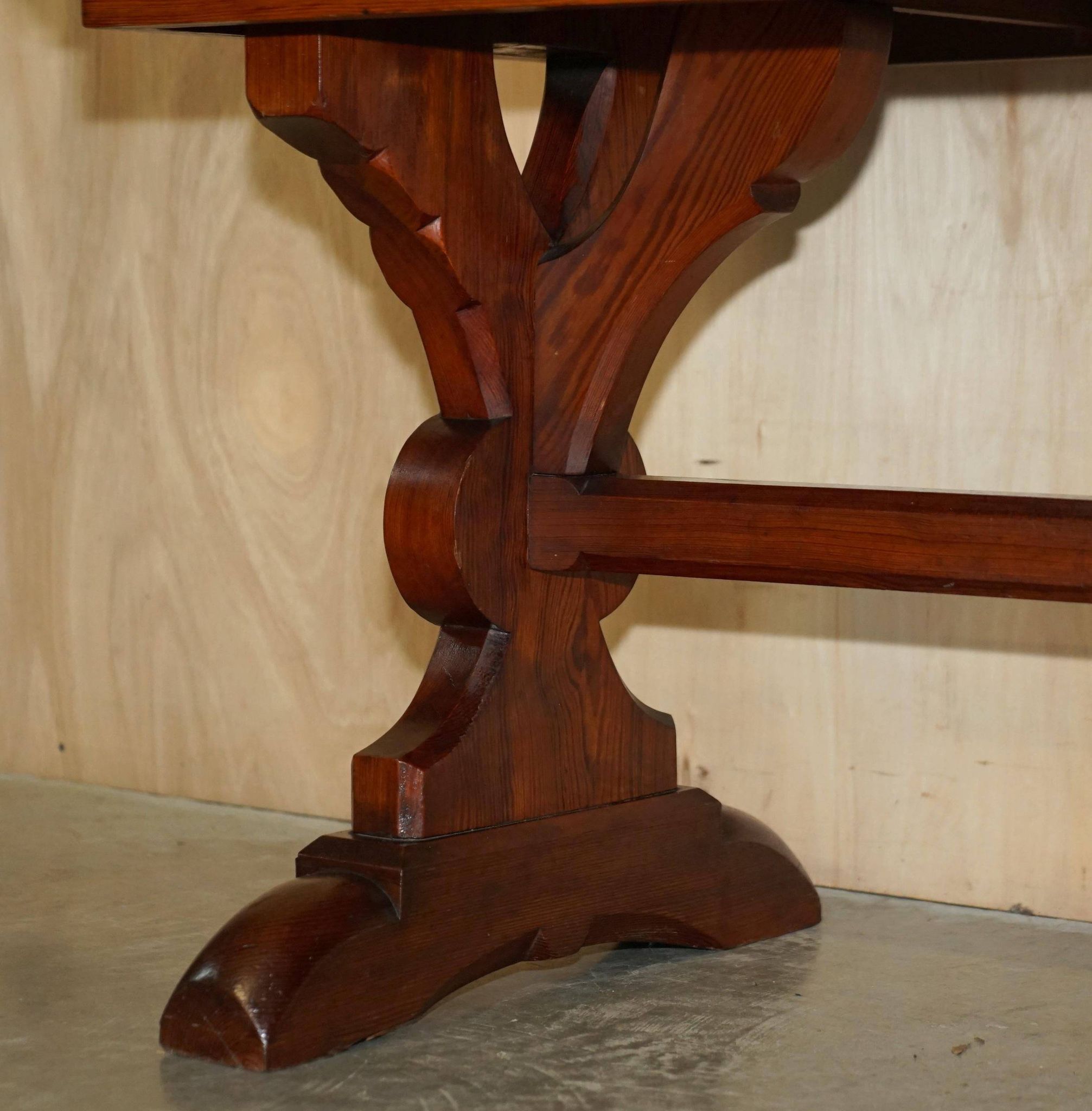 Victorian Gothic library table in antique oak