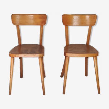 Pair of chairs bistrot wood curved Charmoille by Belleherbe