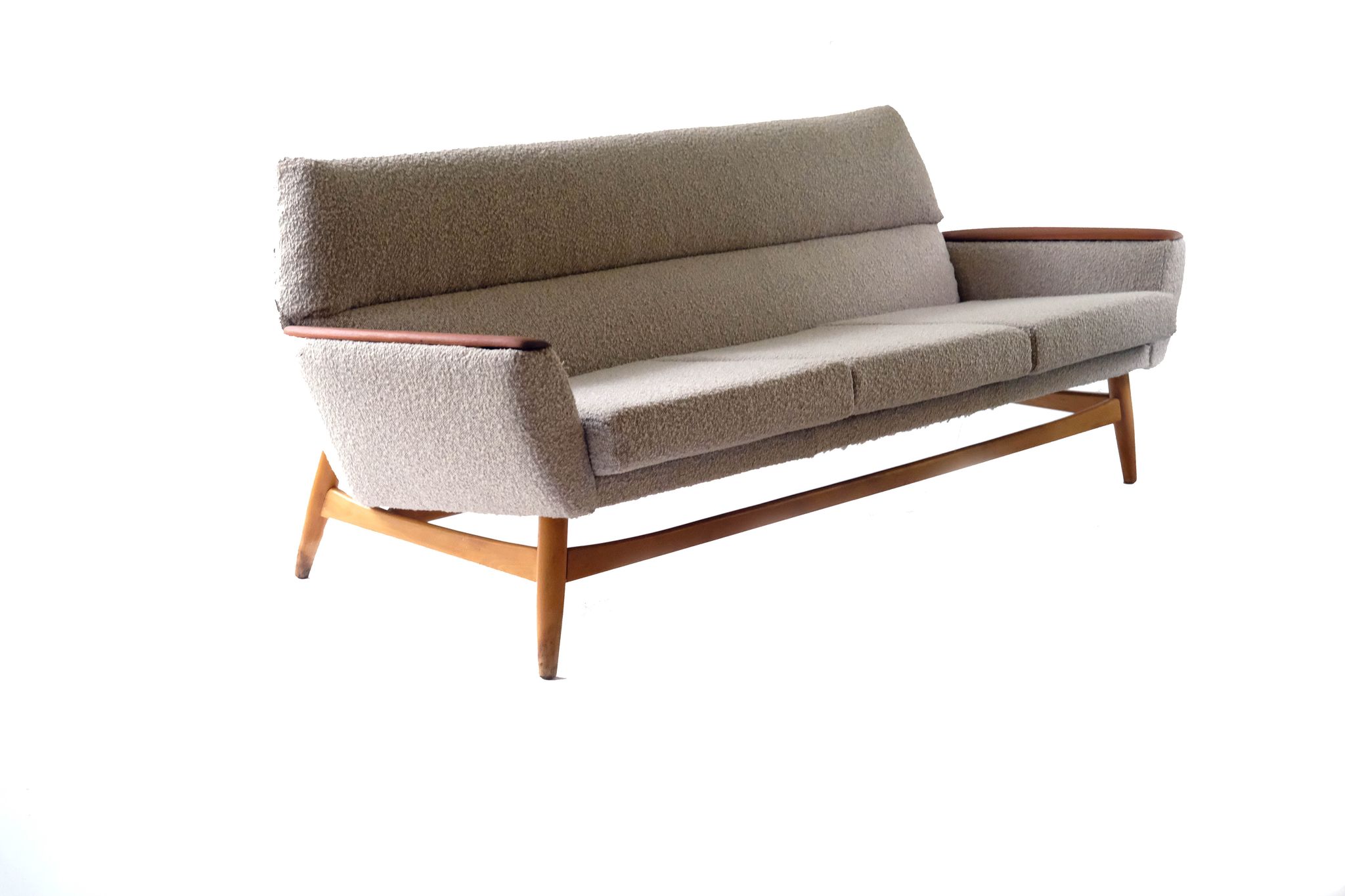 Mid-century scandinavian 3-seater sofa made of teak & boucle, norway 1970's