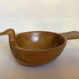 Carved wooden bird pocket