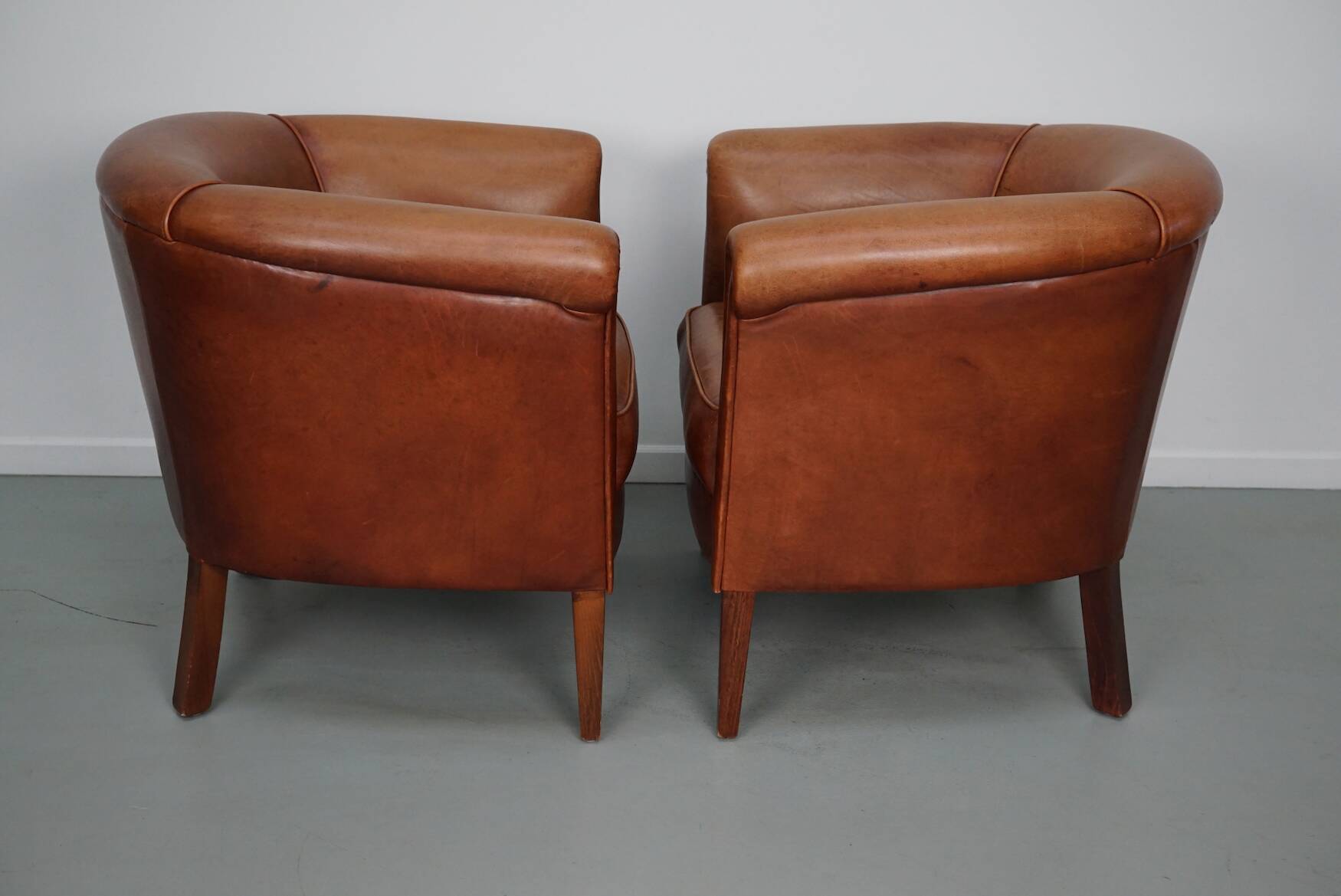 Vintage Dutch Leather Club Chairs, Set of 2