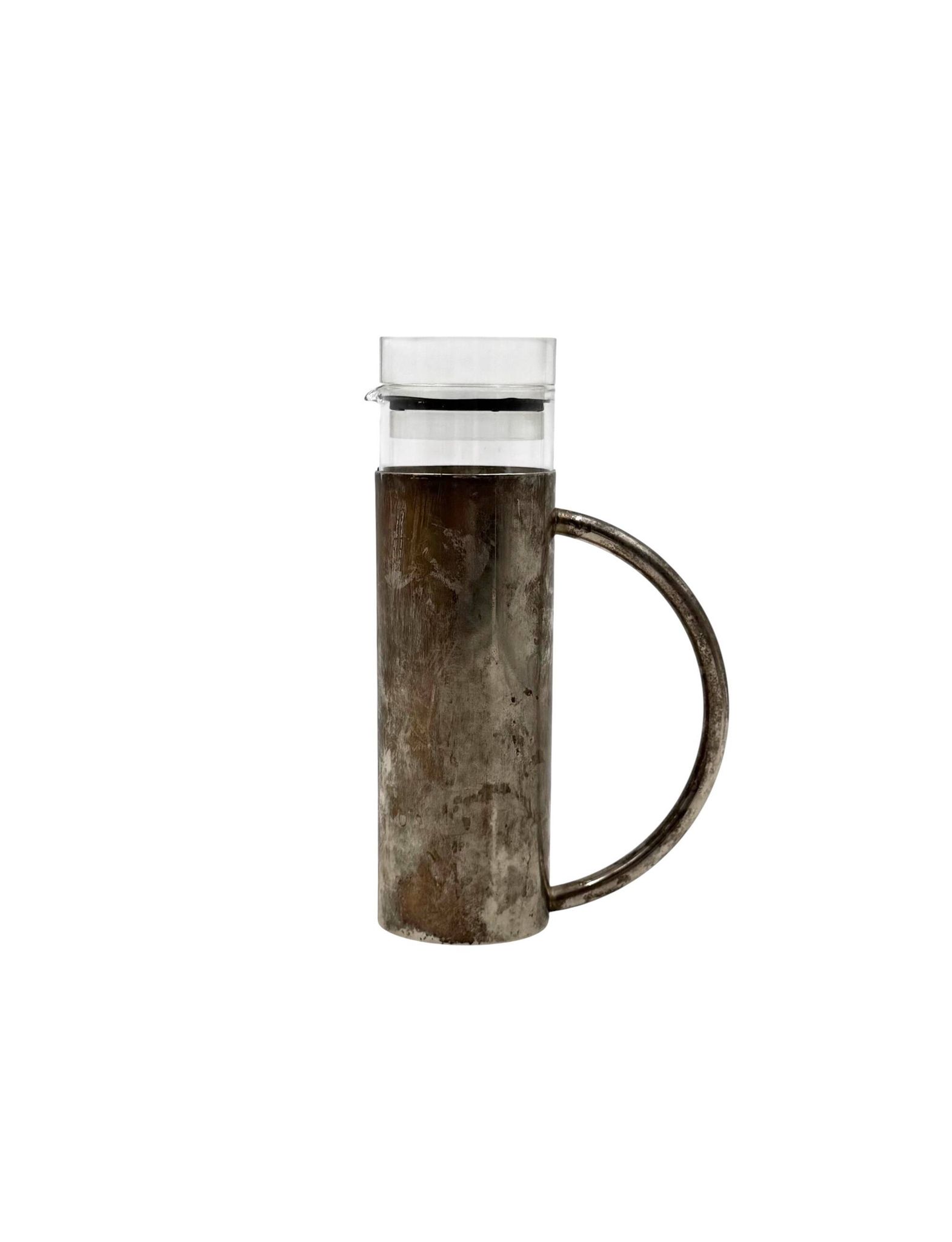 Modern silverplated and glass cruet mod. Oilvine, Lino Sabattini Italy 1970