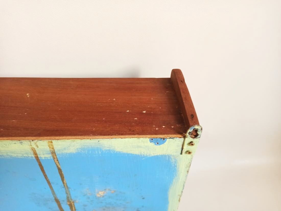 Small Wall Mounted Teak Toilet Cabinet Solid 50s