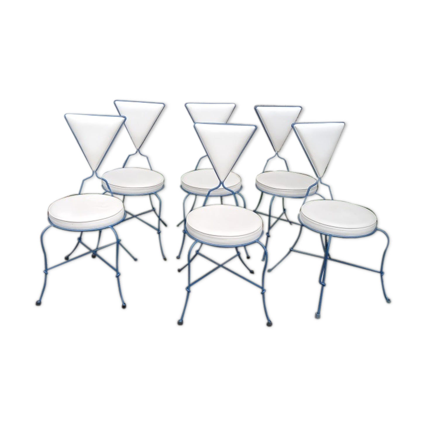 Lot of 6 metal and skai chairs, 80s