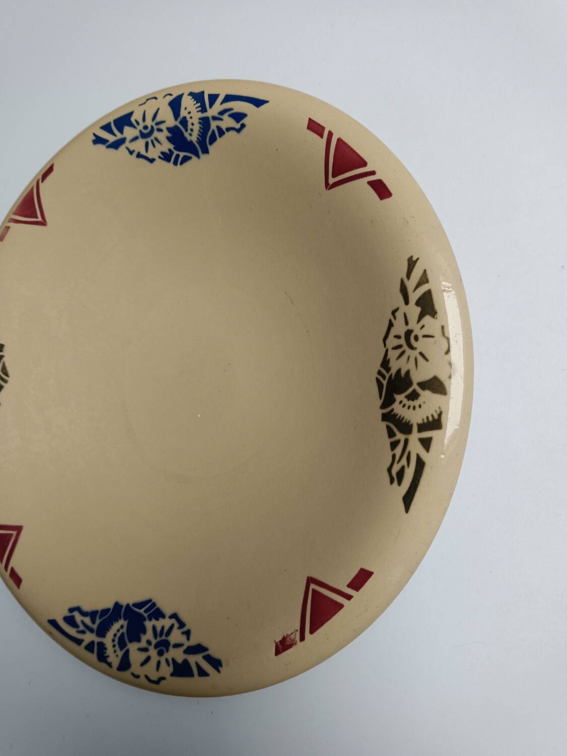 Badonviller art deco beige floral dish