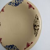 Plat Badonviller art déco beige à fleurs