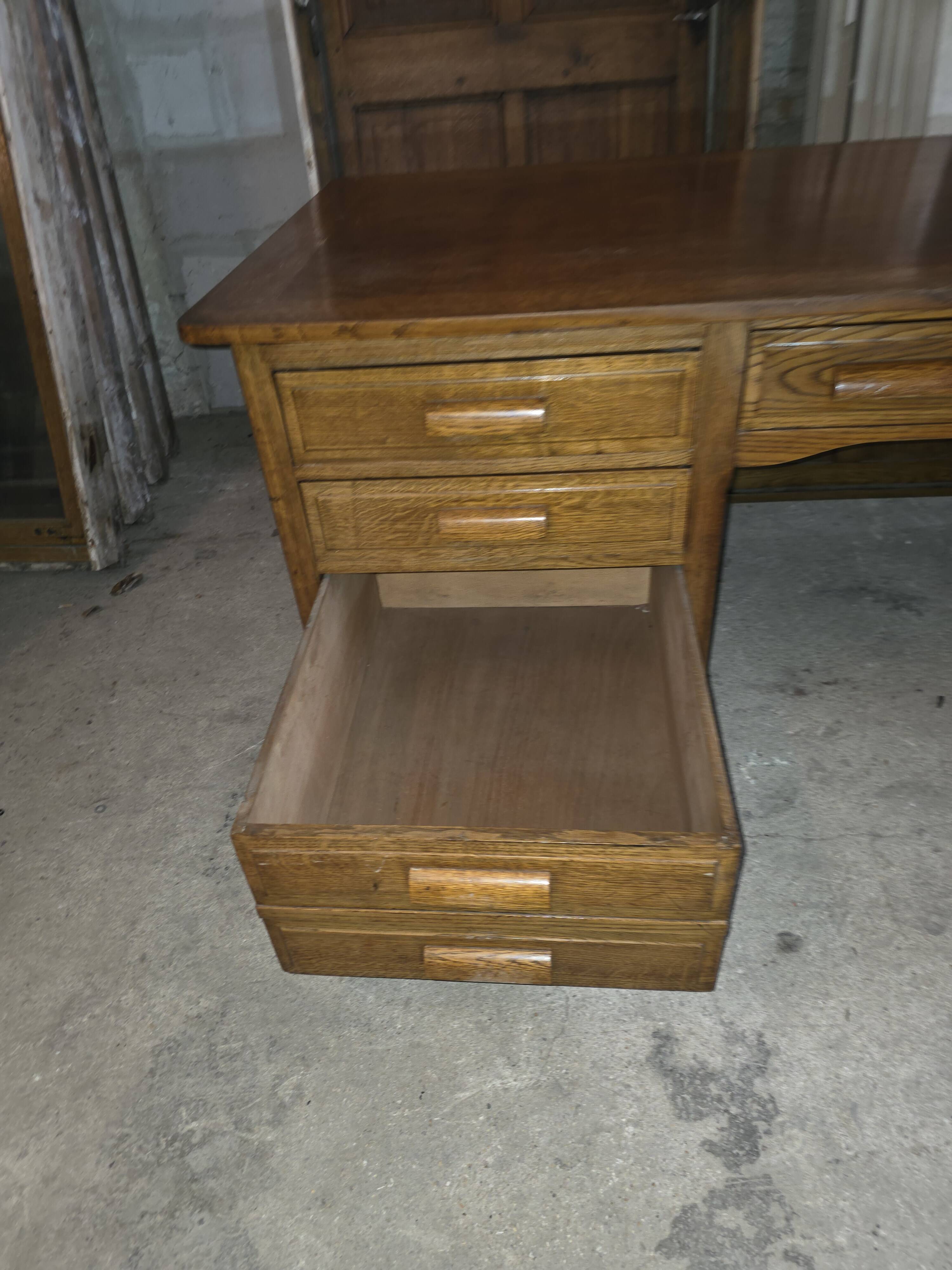 Bureau ministre XXL en chêne , 220 × 95 cm
