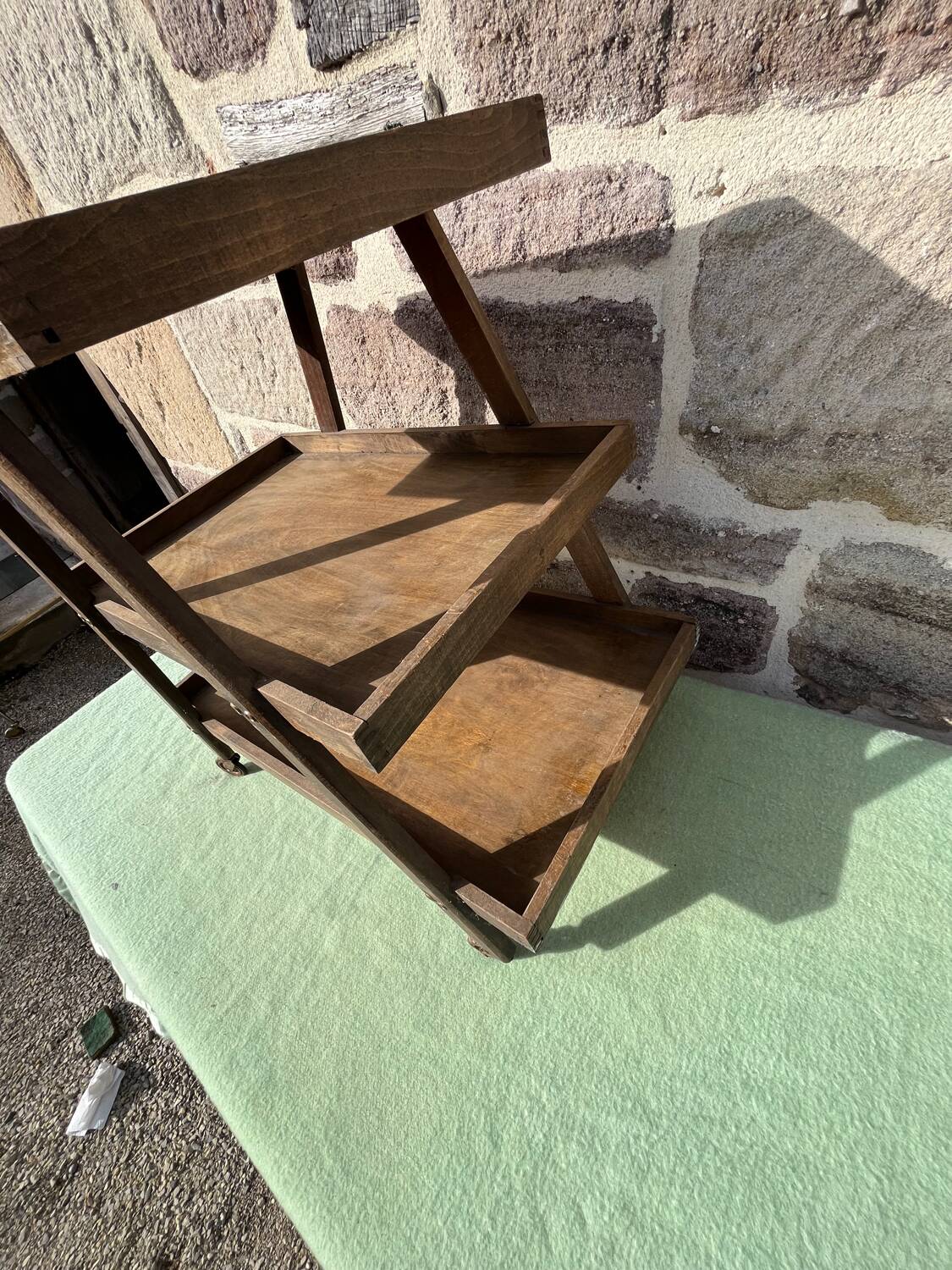 Wooden serving trolley