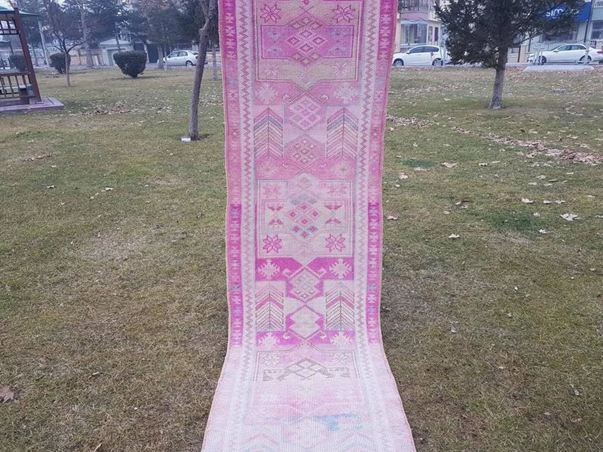 Vintage Turkish hallway rug 84x403 cm