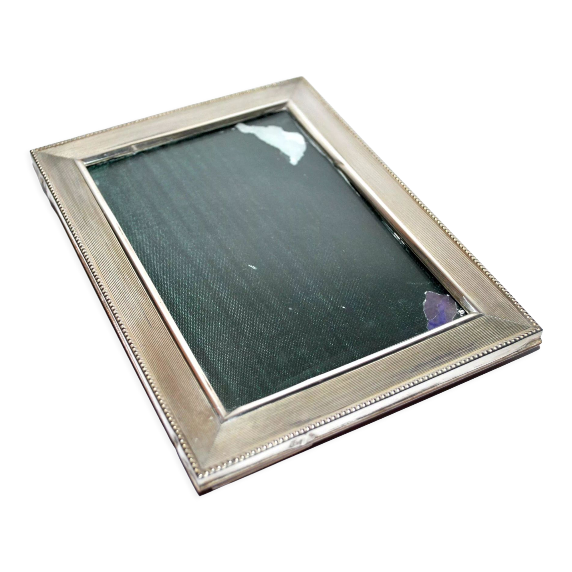 Old photo frame in solid silver - hallmark 800 - guilloche pearl frame 12x16.5