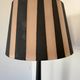 Vintage floor lamp in black patinated wood and striped lampshade