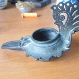 Ancienne lampe à huile rituelle en bronze