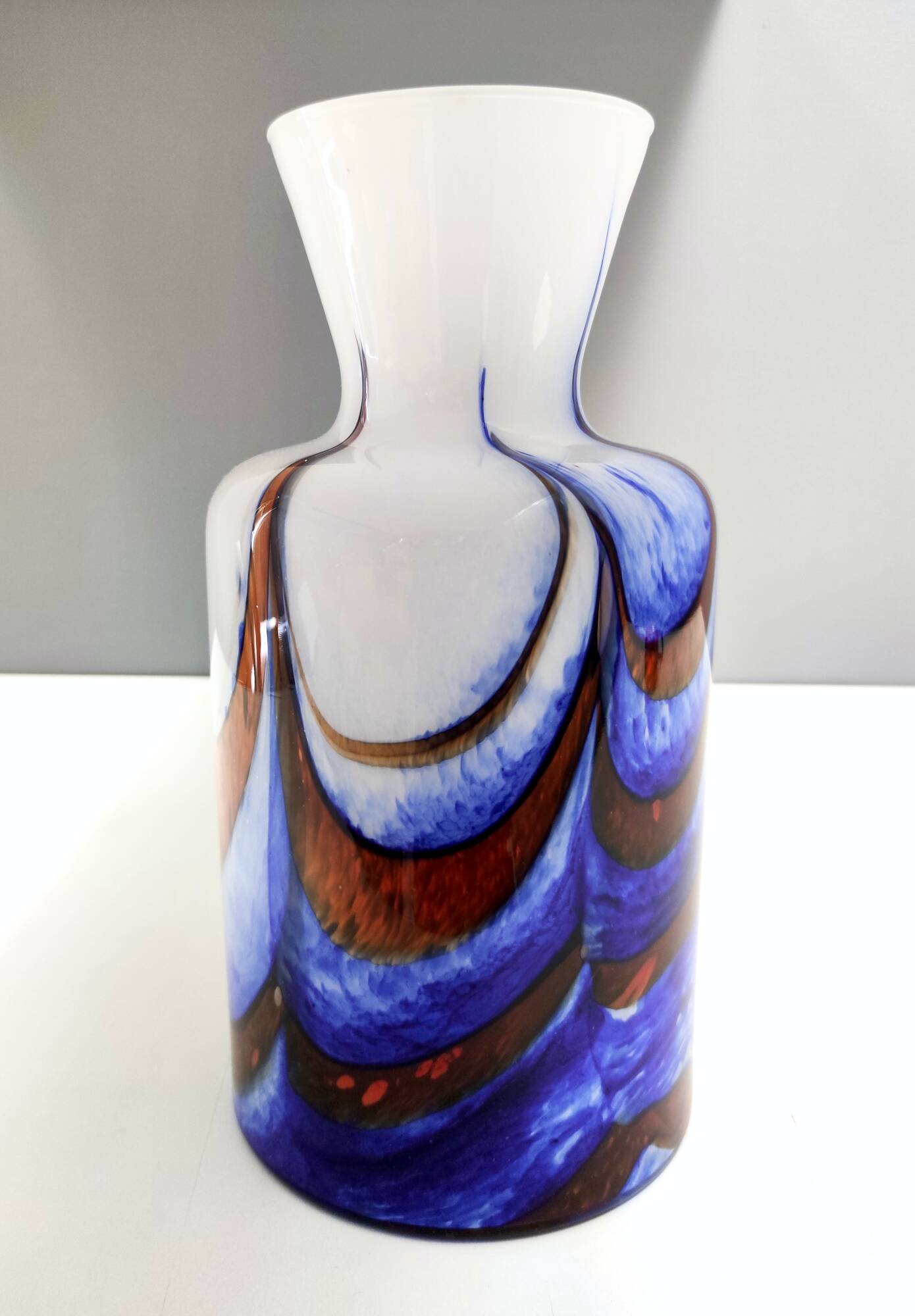 Red, White and Blue Murano Glass Vase by Carlo Moretti, Italy