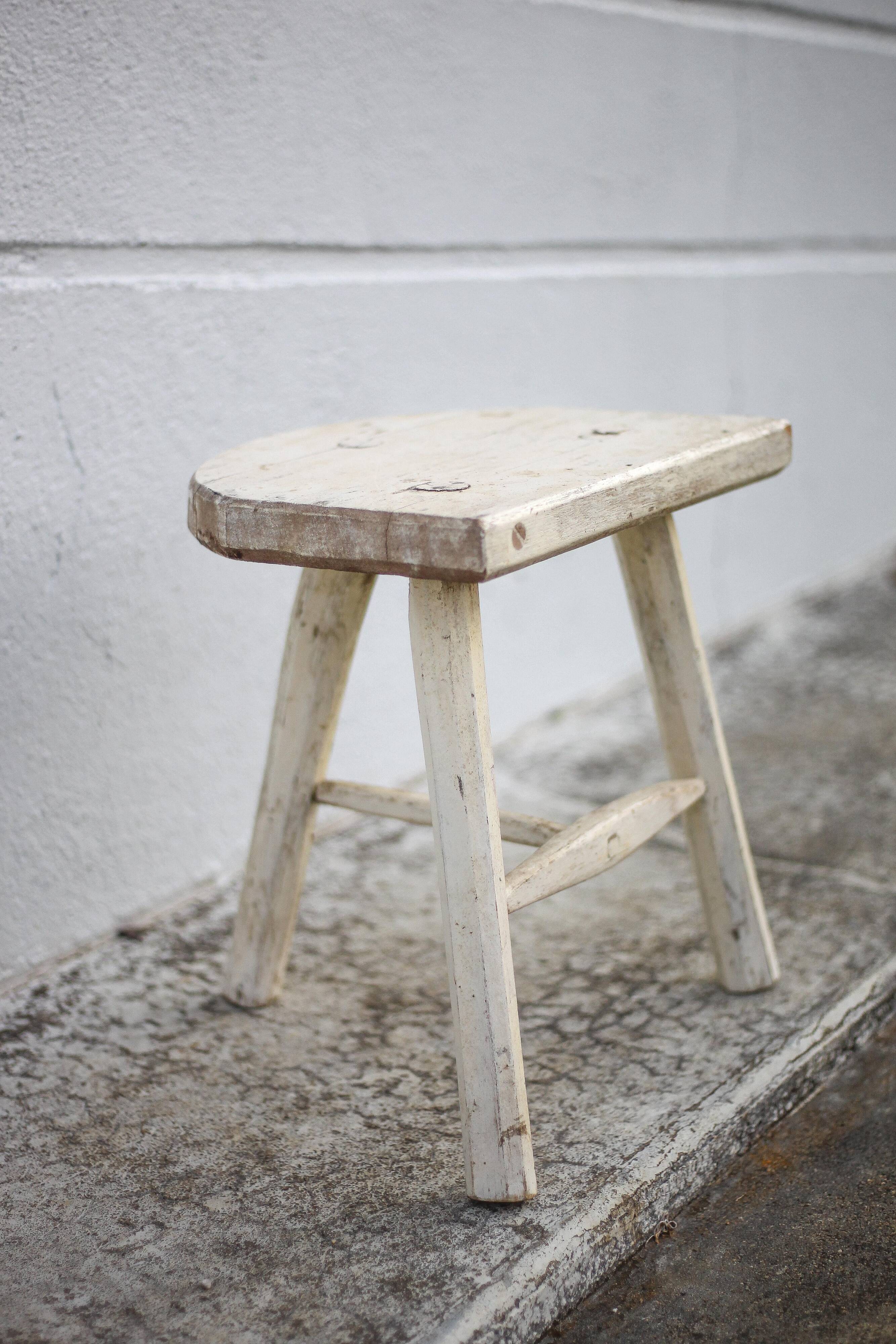 Tripod stool, wooden stool, milking stool, antique stool