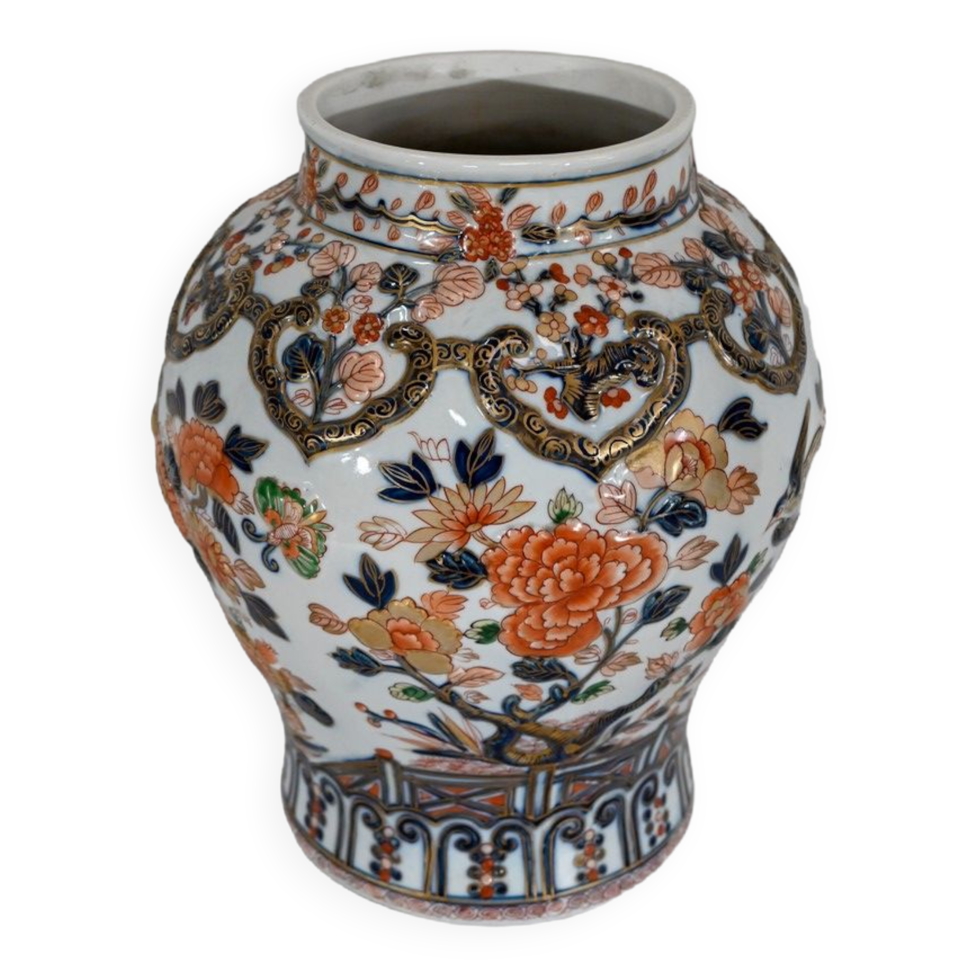 Vase with Imari decoration, signed H. Gibot - 1943
