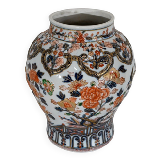 Important Vase with Imari decoration, signed H. Gibot - 1943