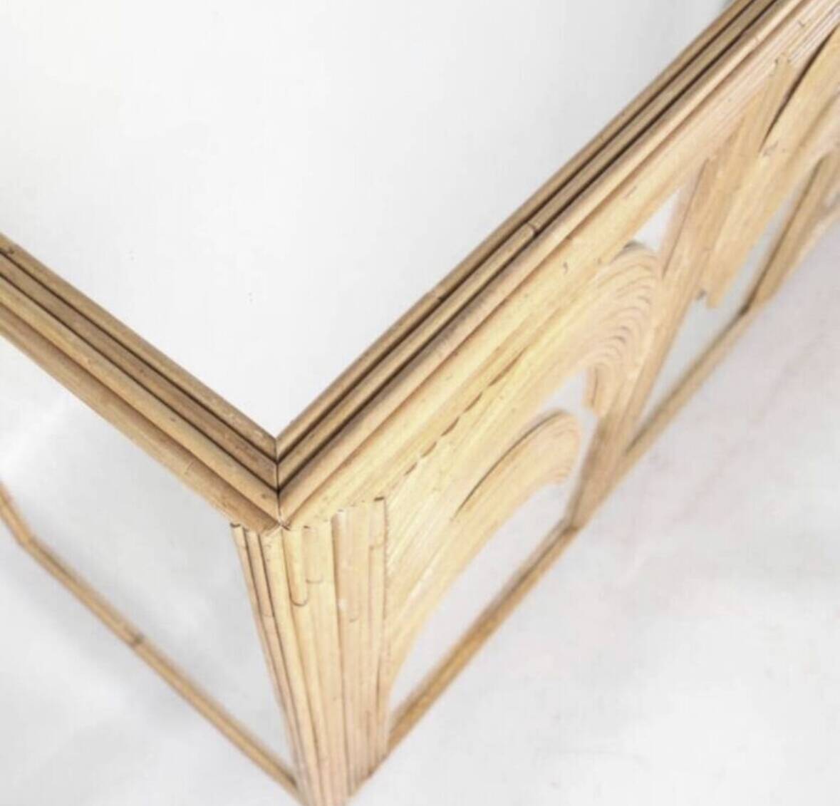 Rattan and mirrored “palm tree” sideboard