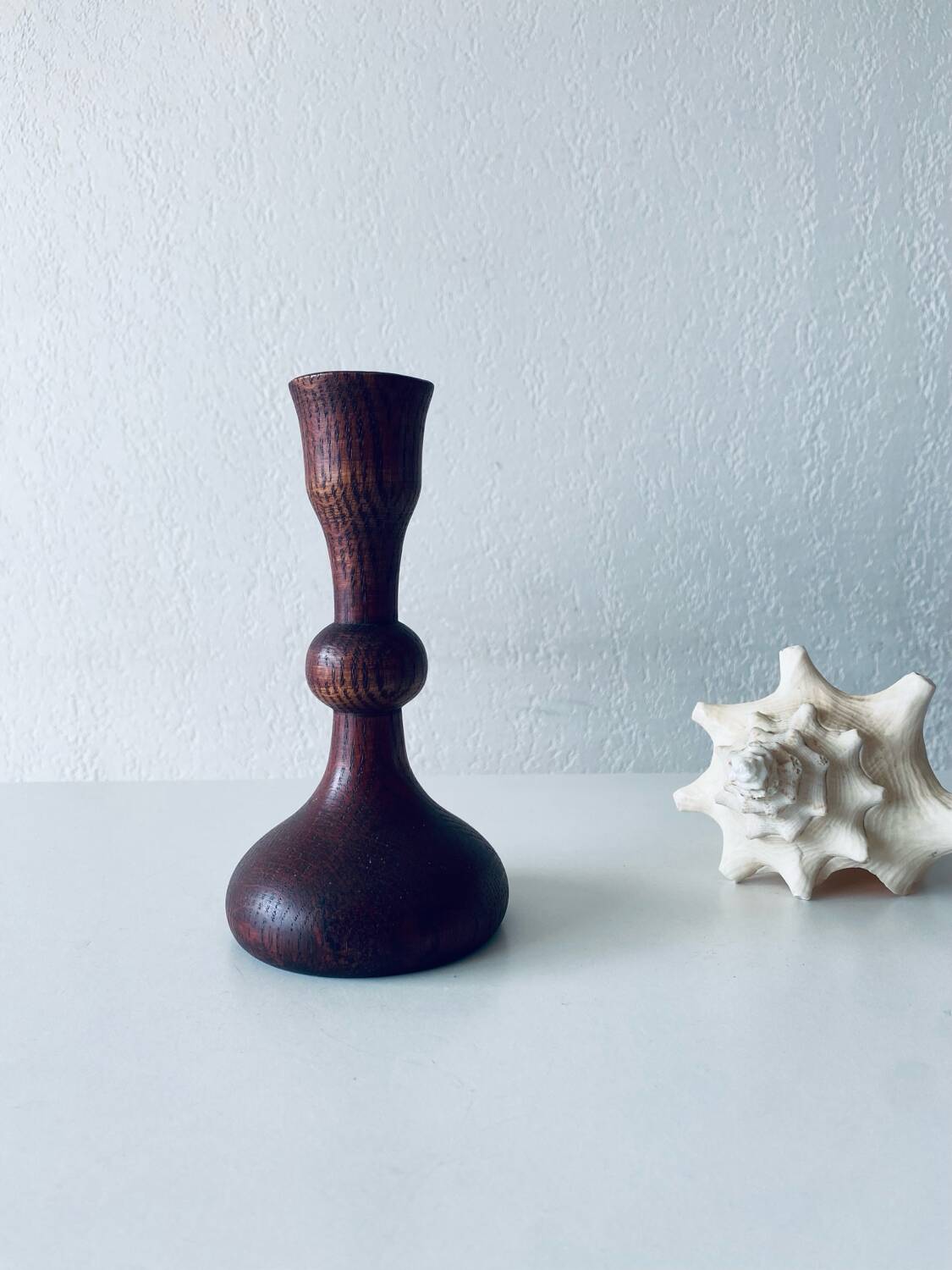 Turned wooden candle holder