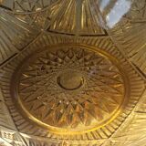 Vintage pressed glass salad bowl amber Belgium - Art Deco style