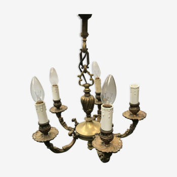 Former chandelier bronze 5 vintage lights