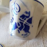 Vintage Porcelain Dinner Set 7 Small Cups with Horseman and Lasso Motif
