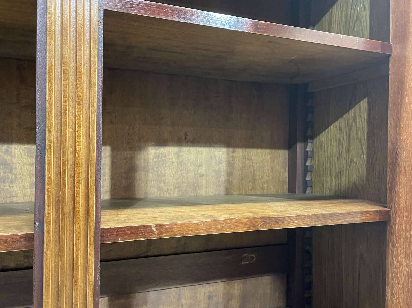 Louis XVI style bookcase in mahogany and marble top from the 70s