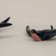 3 iridescent ceramic swallows