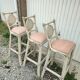 3 white stools vintage bar bamboo wicker rattan