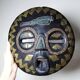 African moon mask, Luba/Baluba, DR Congo, carved wood, beads.