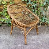 Vintage rattan and wicker armchair