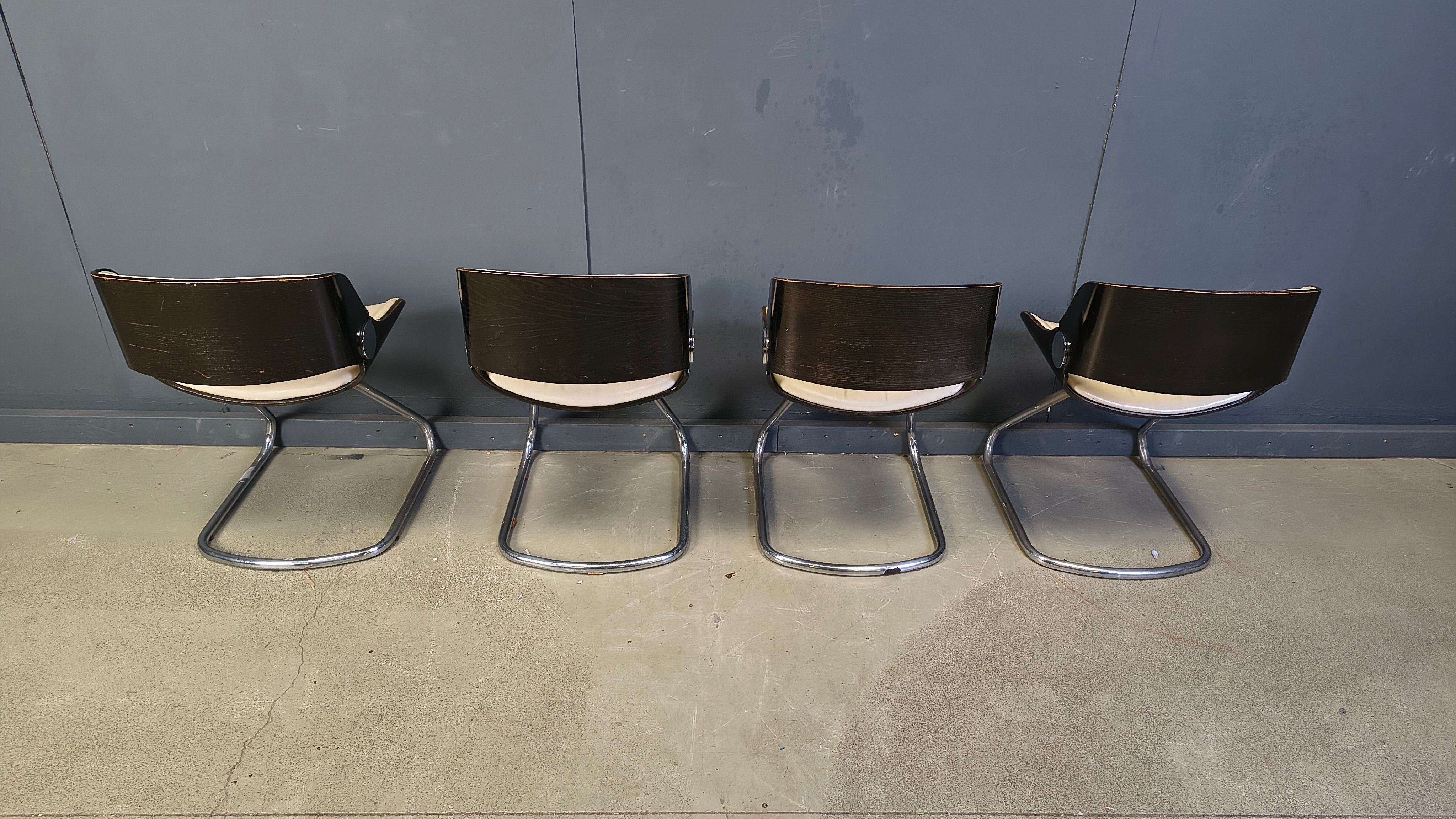 Set of Arpege dining chairs Étienne Fermigier for Baumann, 1970s