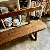 Banc en bois foncé Aranjou années 1980