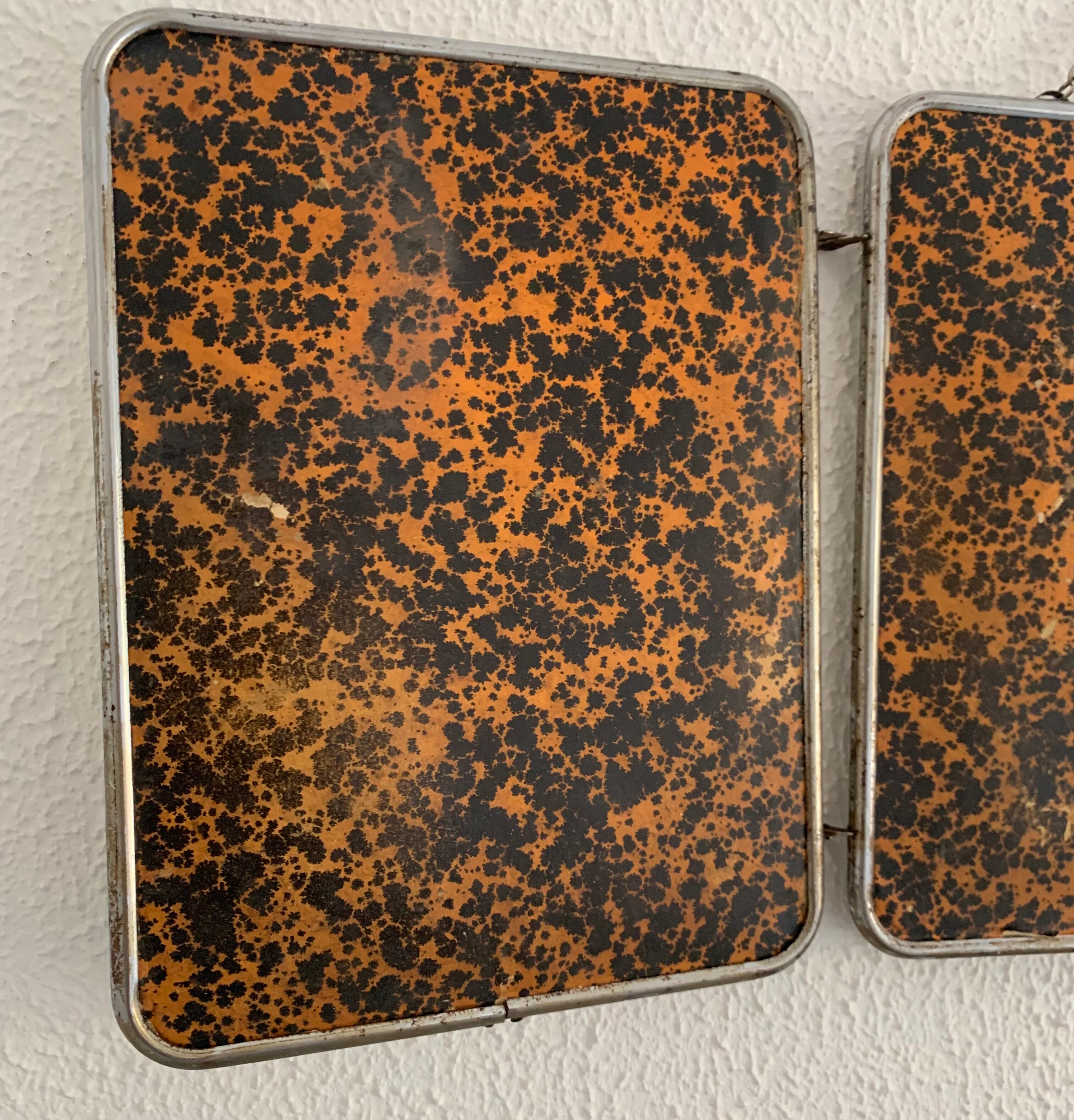 Vintage mirror triptych barber ink stain, 1950, 24 x 56 cm