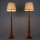 Paire de lampadaires en bois tourné style Art Deco, France, milieu XXe