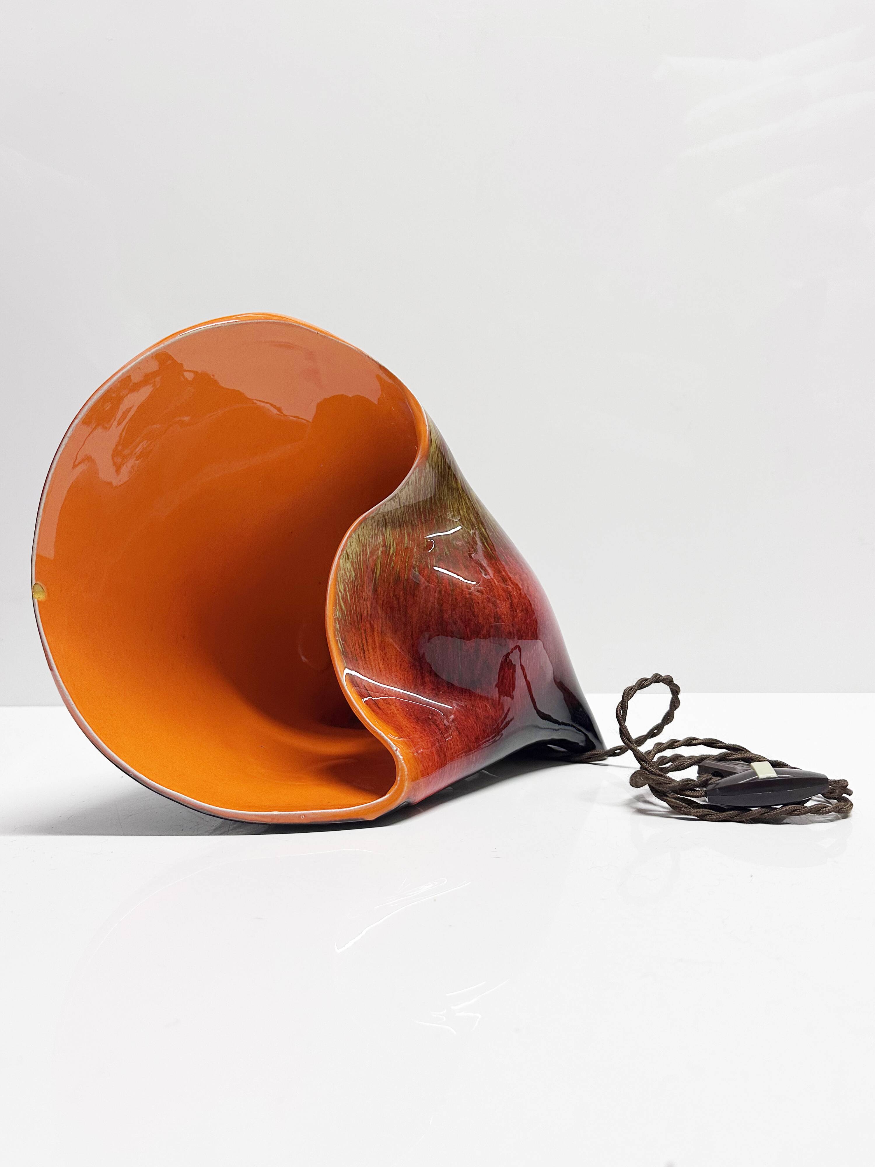 Shell lamp Vallauris in ceramic. France, 1970s.