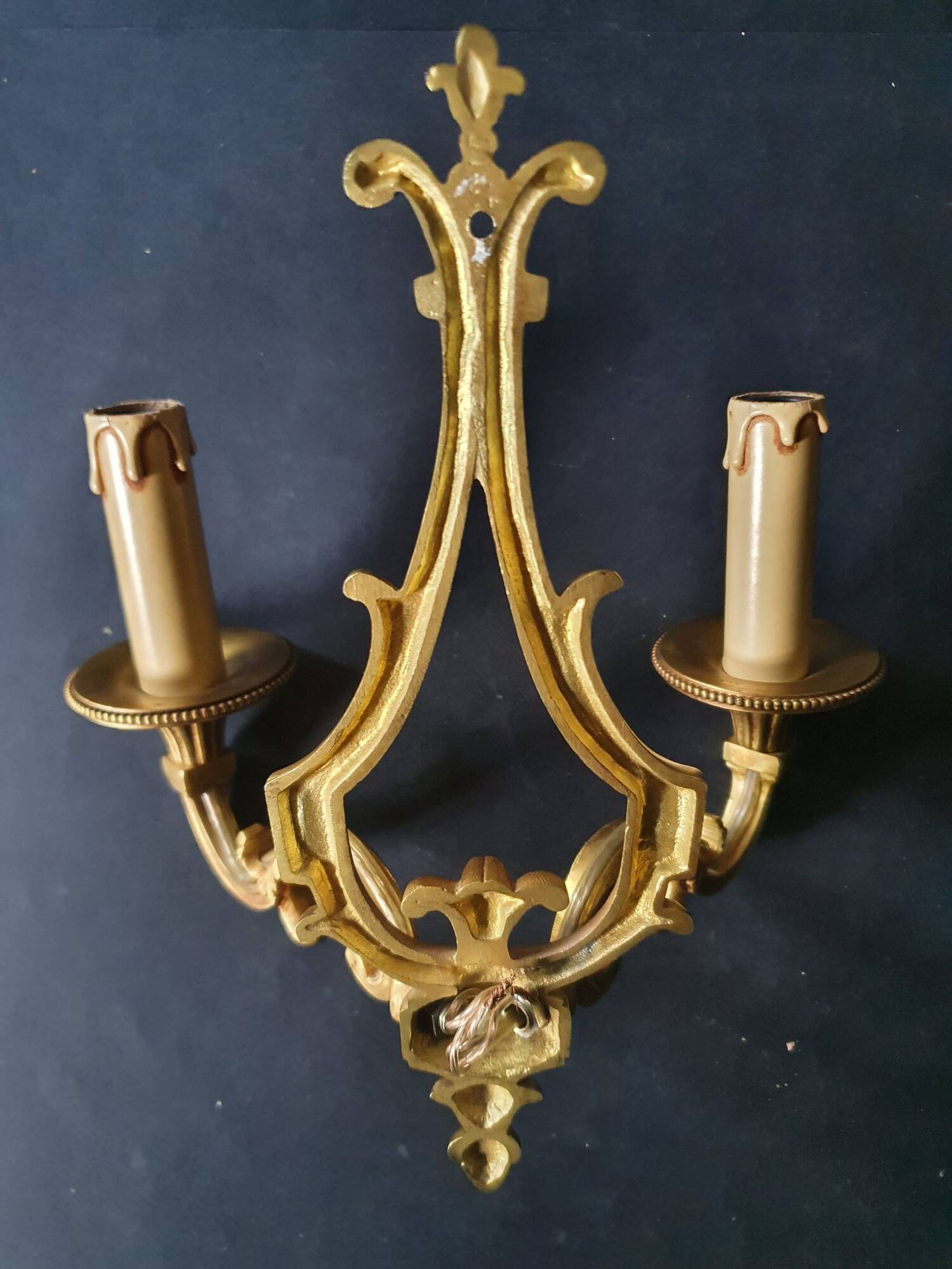 Three Louis XVI bronze wall sconces by Lucien Gau, Paris, antique.