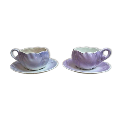 2 grandes tasses à petit déjeuner / chocolat K&G Lunéville avec soucoupes