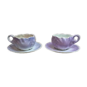 2 large breakfast/chocolate cups K&G Lunéville with saucers