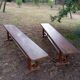 Pair of solid cherry wood farmhouse benches, 1950/60