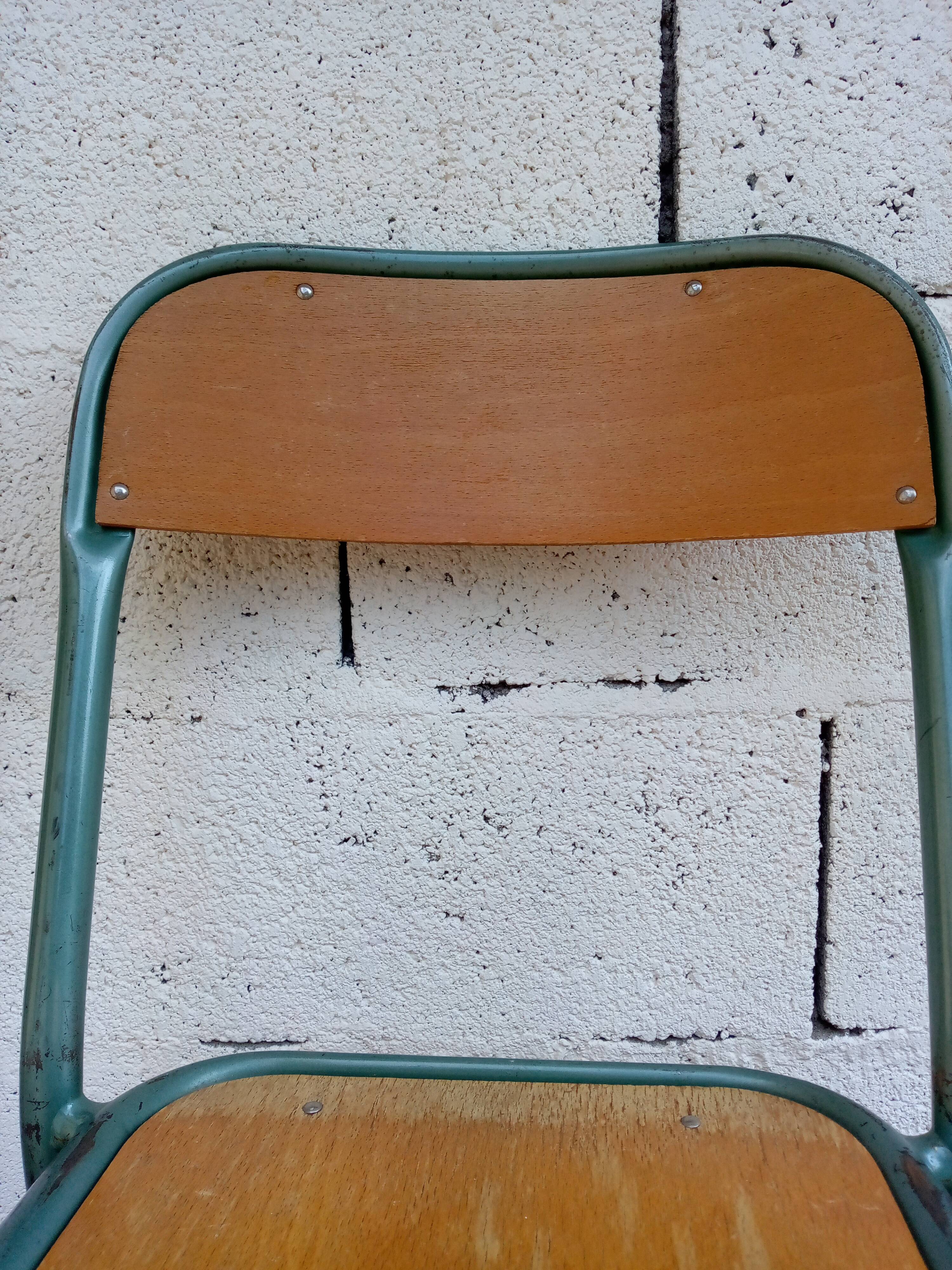 Set of 4 wood and metal chairs