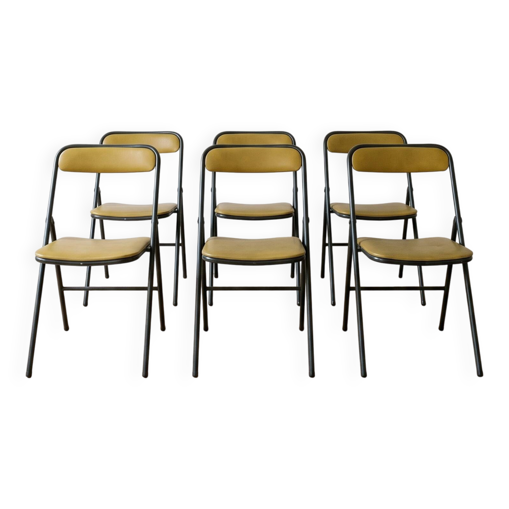 Set of 6 vintage Souvignet folding chairs from the 1960s.