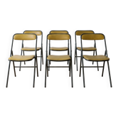 Lot de 6 chaises pliantes vintage Souvignet années 60