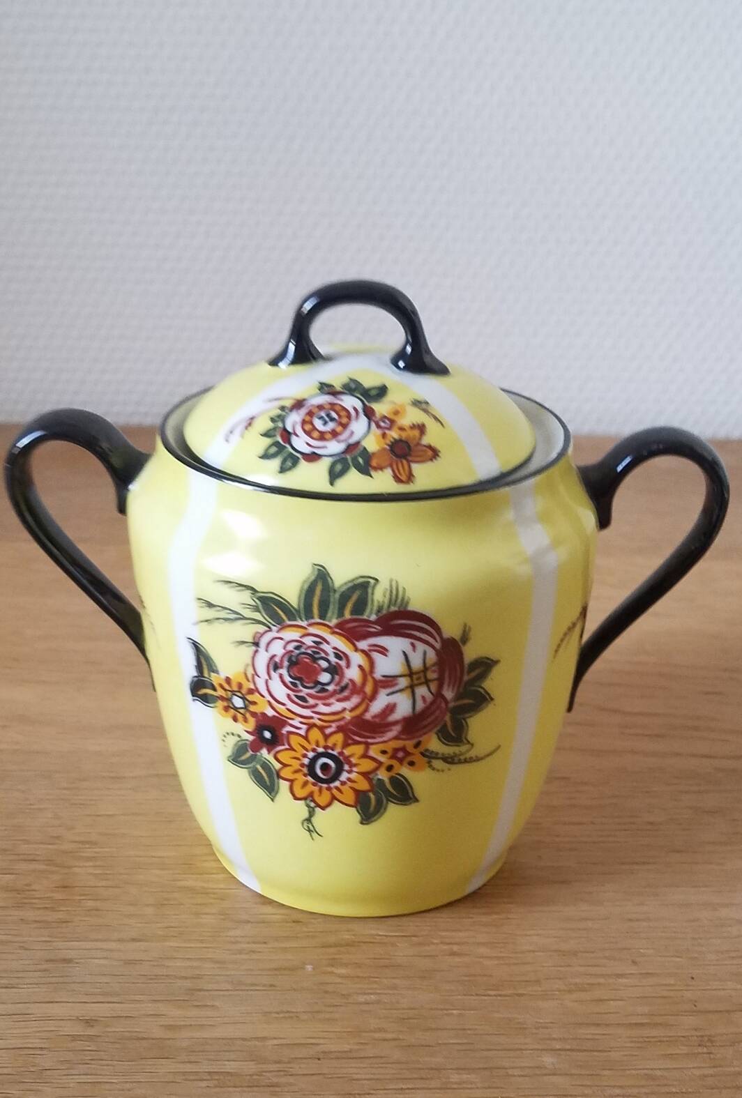 Vintage floral porcelain sugar bowl