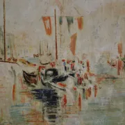 Venice "The Grand Canal" Old painting Oil on canvas