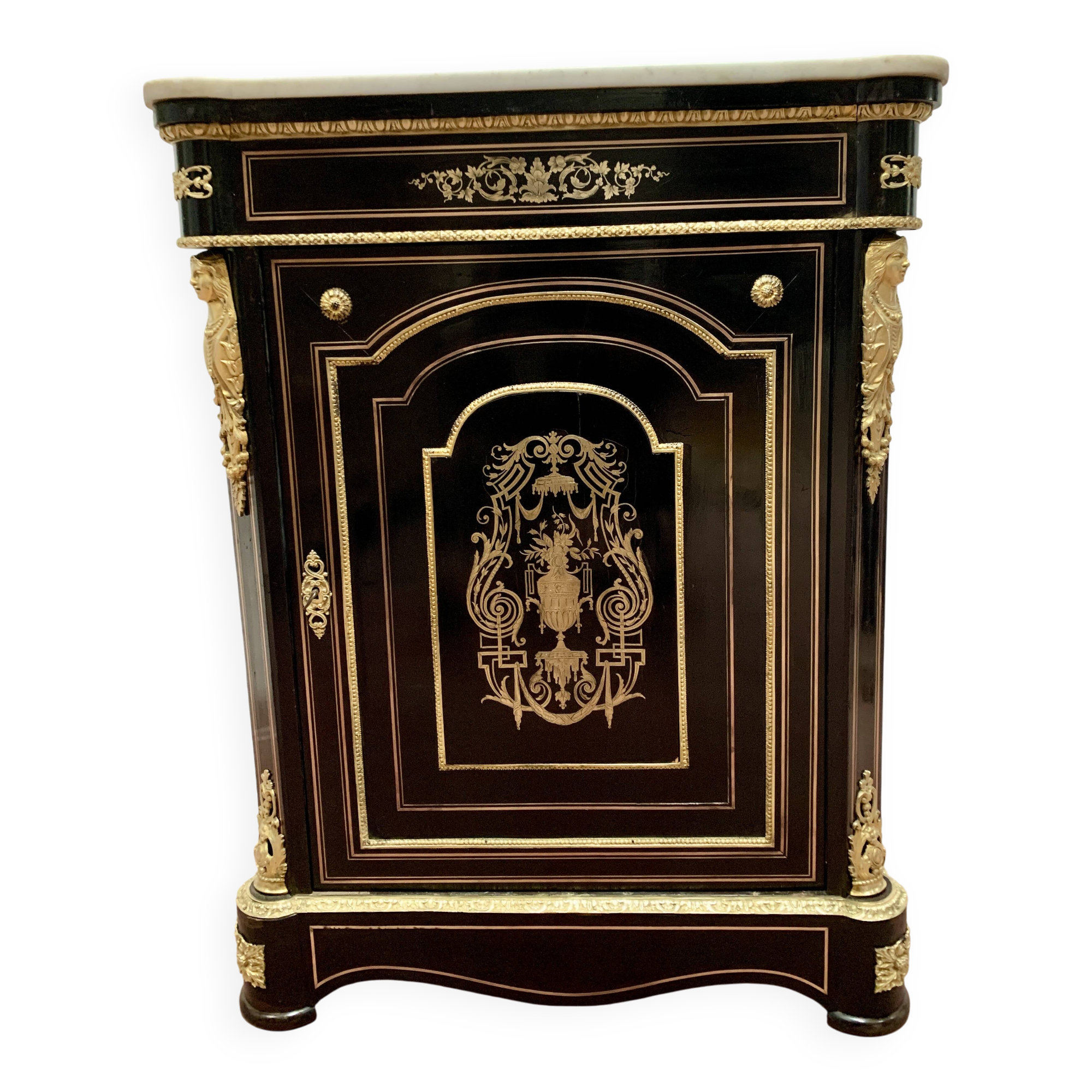 Napoleon iii wood and brass marquetry sideboard 19th century