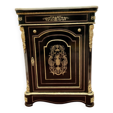 Meuble a hauteur d'appui napoléon iii en bois et marqueterie de laiton xix
